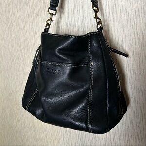 American Leather Co. Soft Black Leather Shoulder Bag Strap Triple Entry